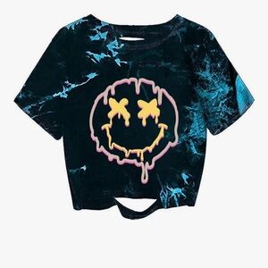 Mido Black Tee with Pink and Yellow Accents
